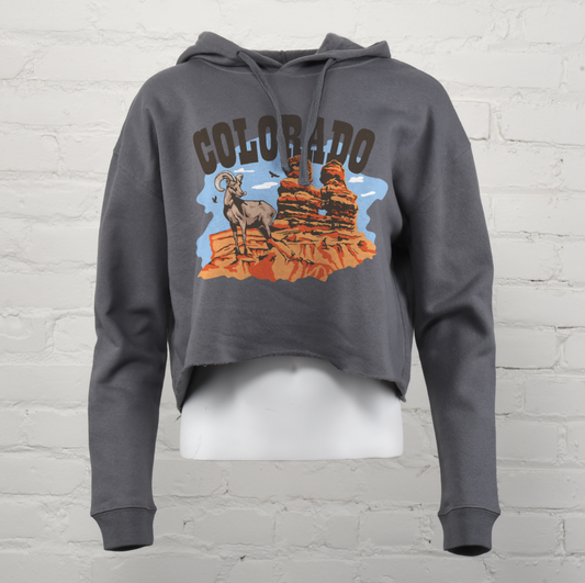 Colorado Big Horn Crop Hoodie