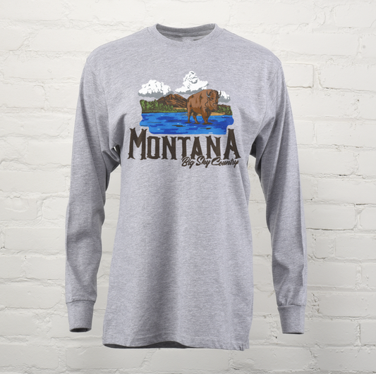 Montana Big Sky Bison Unisex Long Sleeve Tee