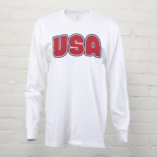 USA Bubble Letter Unisex Long Sleeve Tee