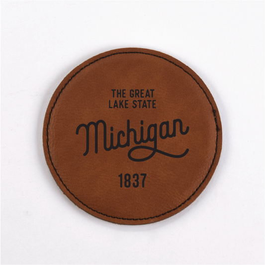Michigan PU Leather Coasters