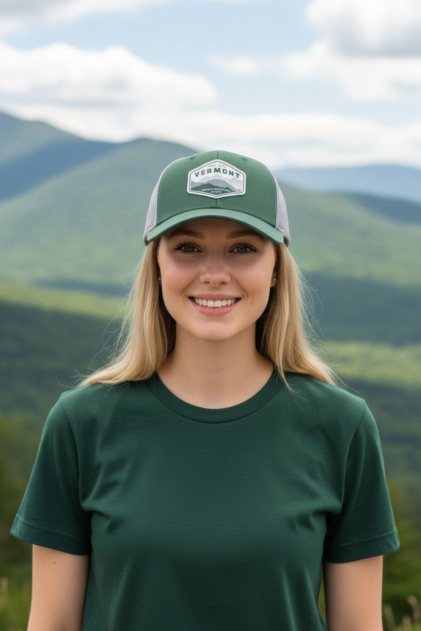 Vermont Mountains Printed leather Patch Snapback