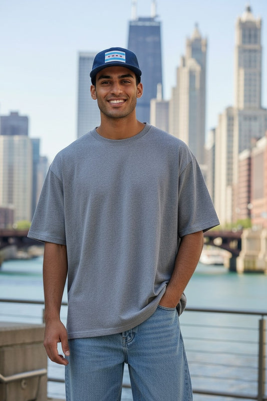 Illinois Chicago Flag Printed Leather Patch - Dri-Fit Rope Snapback