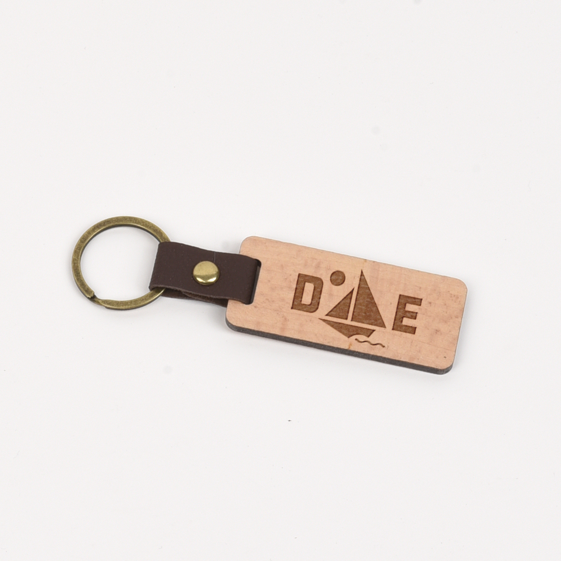 Delaware Wood/Leather Keychain
