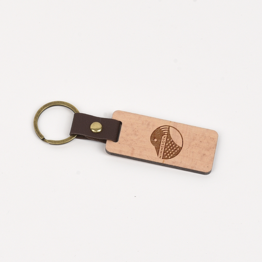 Minnesota Wood/Leather Keychain