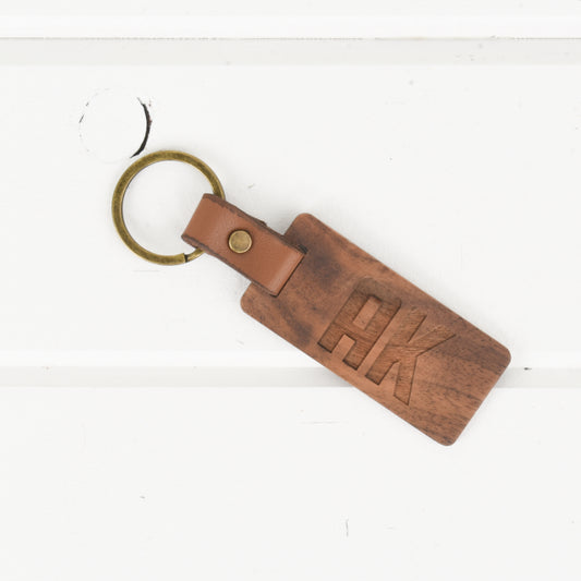 Alaska Wood/Leather Keychain