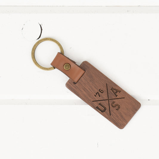 USA Collection - Wood/Leather Keychains