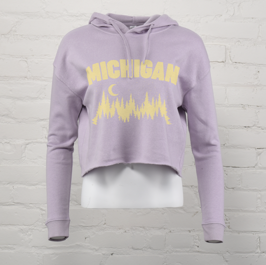 Michigan Treeline Crop Hoodie