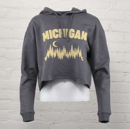 Michigan Treeline Crop Hoodie