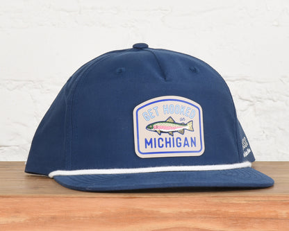 Michigan "get hooked" Printed Leather Patch - Dri-Fit Rope Snapback