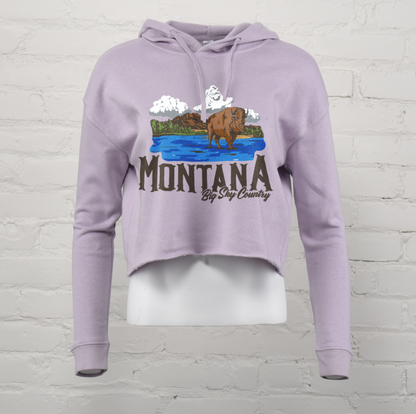 Montana Big Sky Bison Crop Hoodie