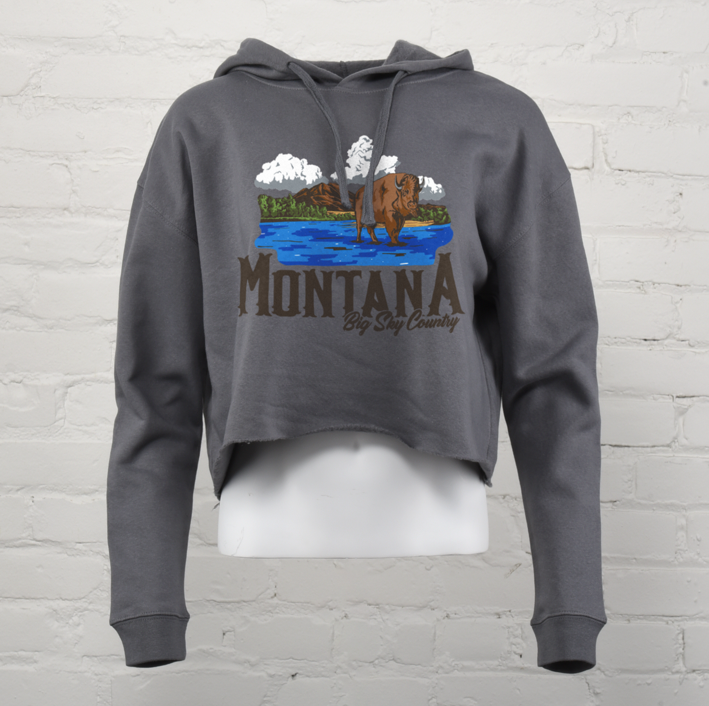 Montana Big Sky Bison Crop Hoodie