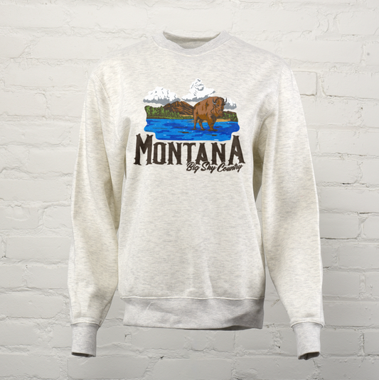 Montana Big Sky Bison Unisex Premium Crewneck