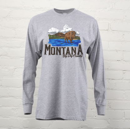 Montana Big Sky Bison Unisex Long Sleeve Tee