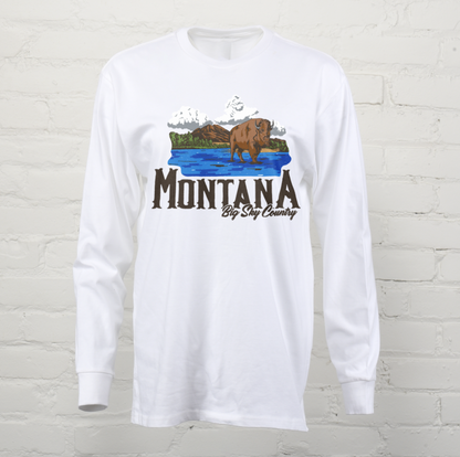 Montana Big Sky Bison Unisex Long Sleeve Tee