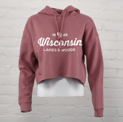 Wisconsin Lakes and Woods Crop Hoodie