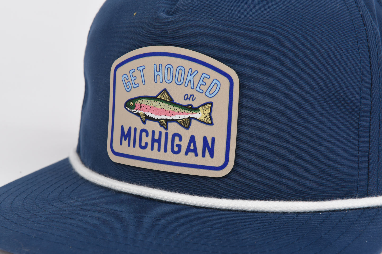 Michigan "get hooked" Printed Leather Patch - Dri-Fit Rope Snapback