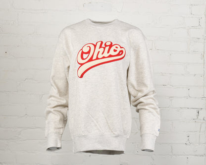 Ohio Script Felt Embroidery Crewneck