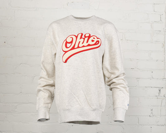 Ohio Script Felt Embroidery Crewneck