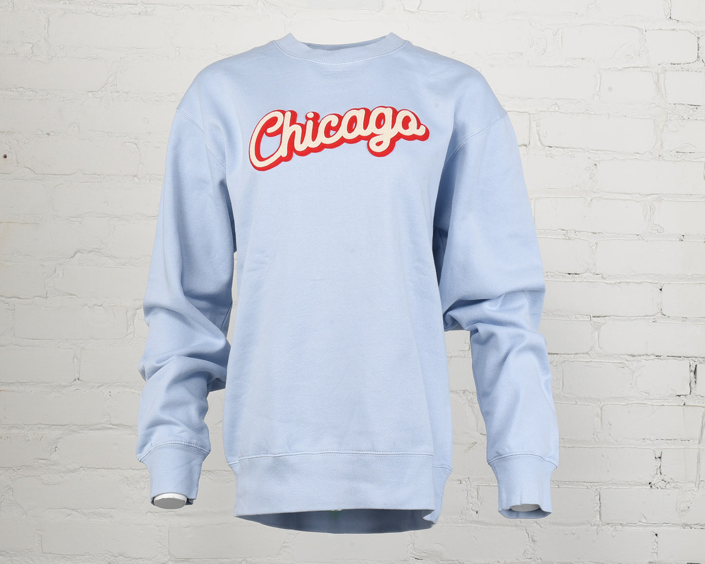 Chicago Script Felt Embroidery Crewneck