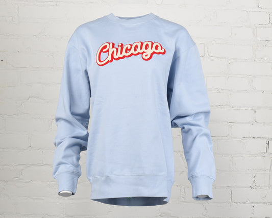Chicago Script Felt Embroidery Crewneck