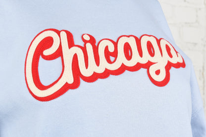 Chicago Script Felt Embroidery Crewneck