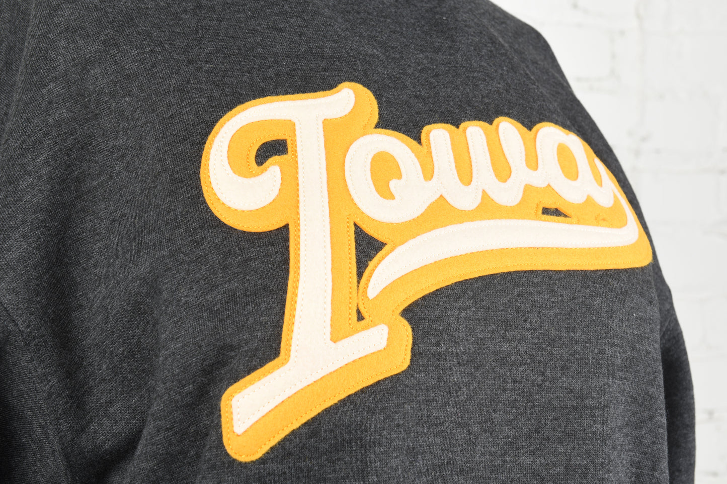 Iowa Script Felt Embroidery Crewneck