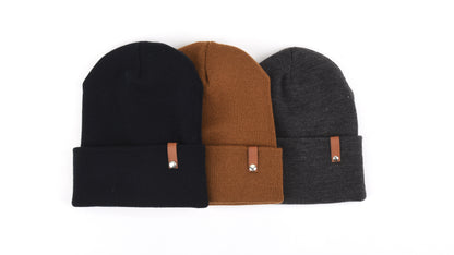 Custom Leather Tab Beanie