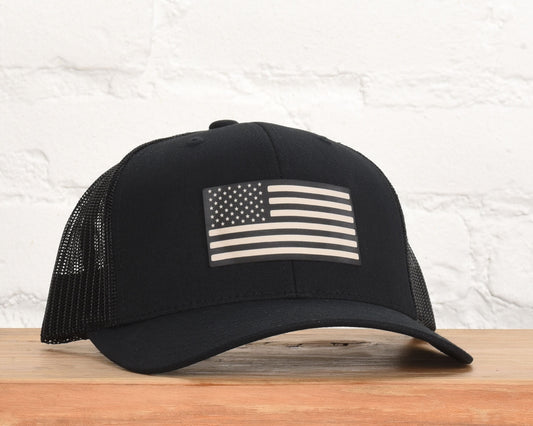 American Flag Leather Patch Snapback