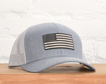 American Flag Leather Patch Snapback