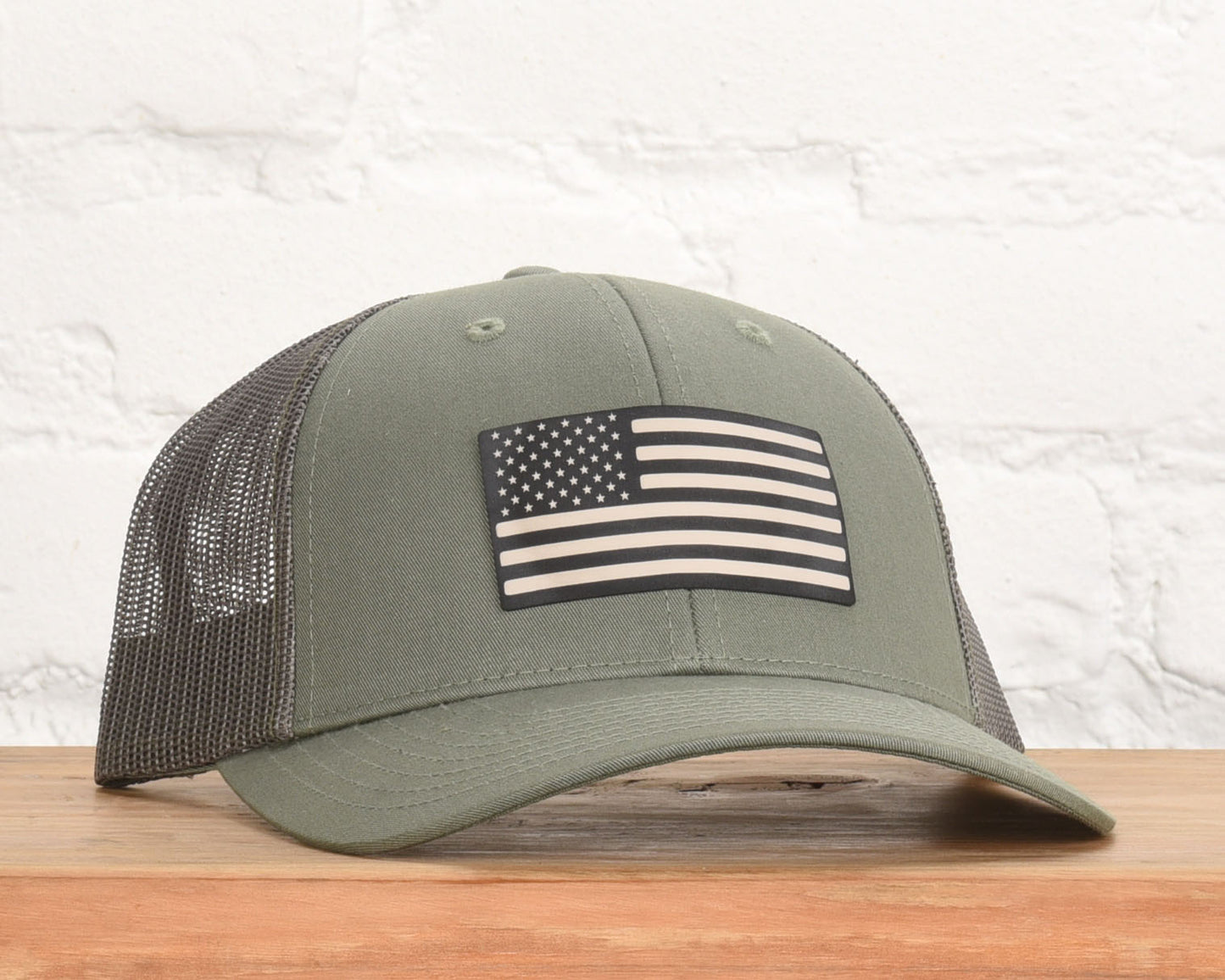 American Flag Leather Patch Snapback