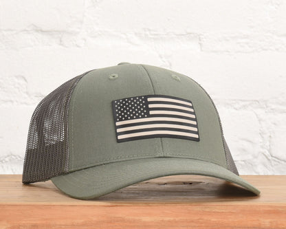 American Flag Leather Patch Snapback