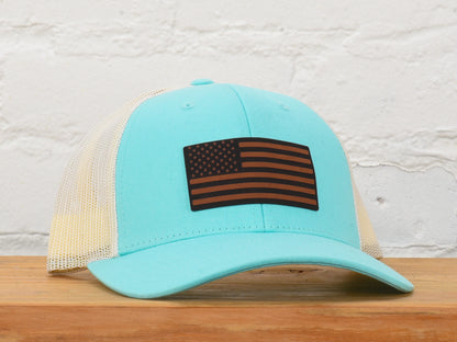 American Flag Leather Patch Snapback