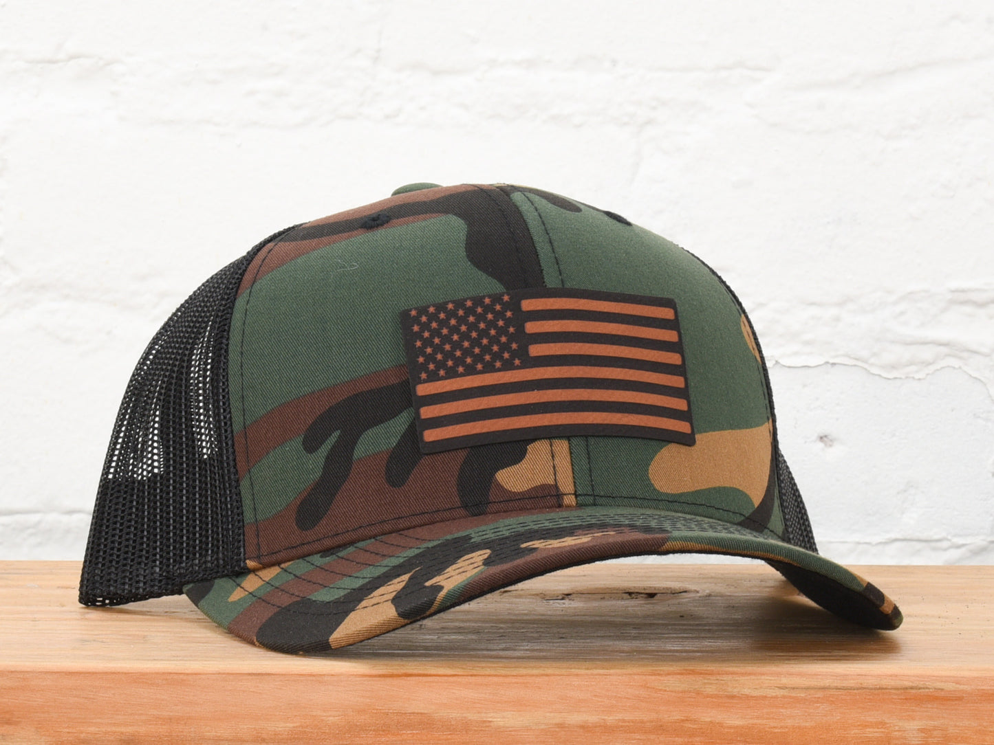 American Flag Leather Patch Snapback