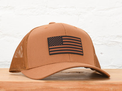 American Flag Leather Patch Snapback