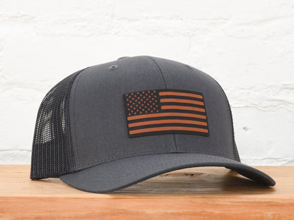 American Flag Leather Patch Snapback