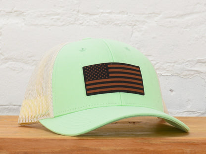 American Flag Leather Patch Snapback