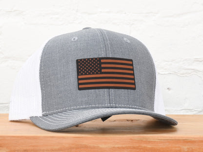 American Flag Leather Patch Snapback