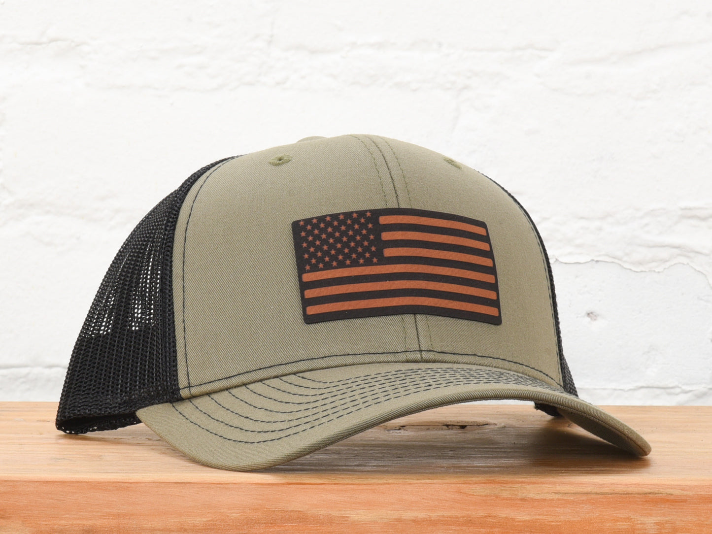 American Flag Leather Patch Snapback