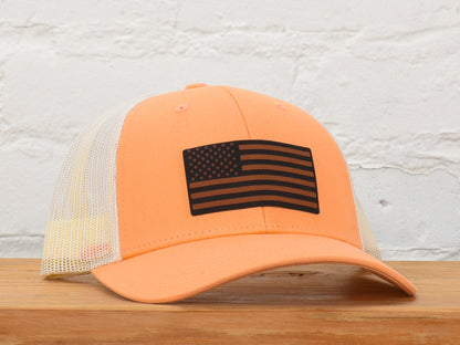 American Flag Leather Patch Snapback