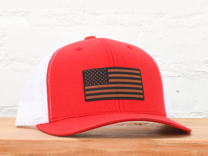 American Flag Leather Patch Snapback