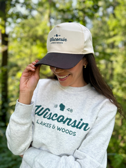 Wisconsin Lakes and Woods Two Tone Unscructured Snapback