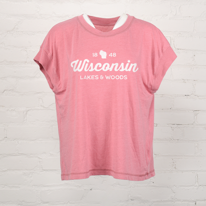 Wisconsin Women's Vintage Washed Boxy Tee