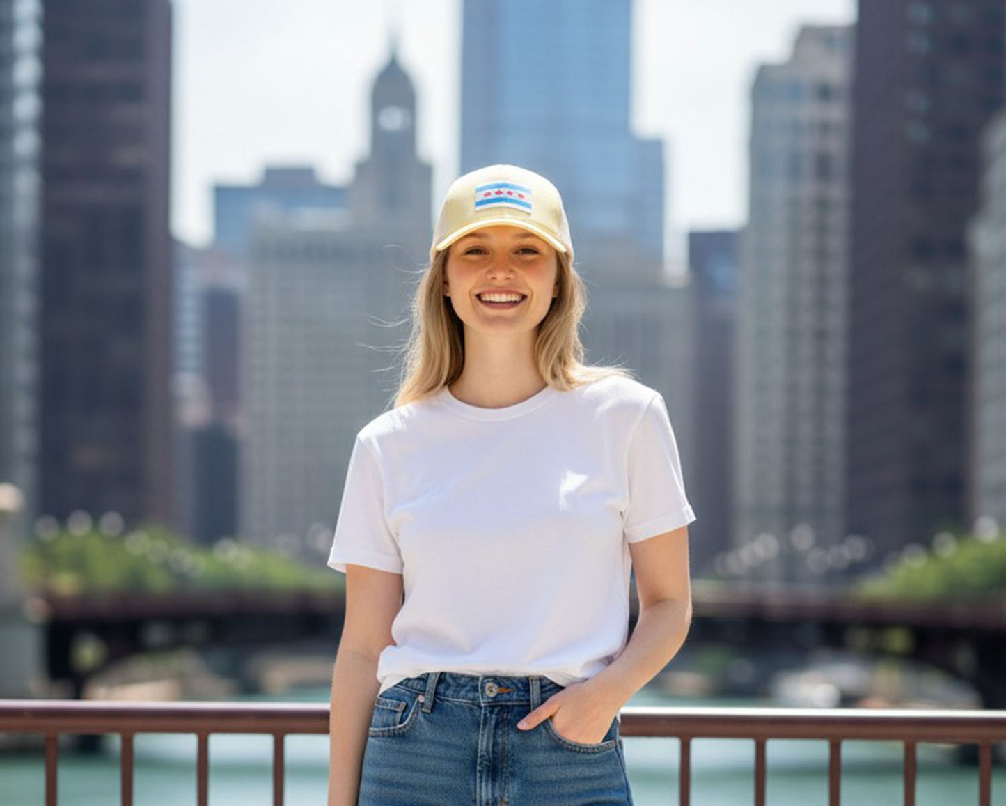 Illinois Chicago Flag Printed Patch Snapback