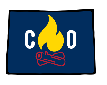 Colorado Campfire State Shape Sticker