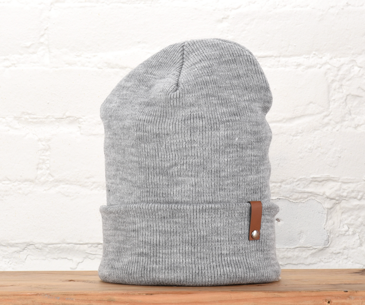 Custom Leather Tab Beanie