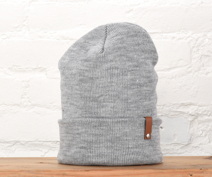 Custom Leather Tab Beanie