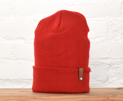Custom Leather Tab Beanie