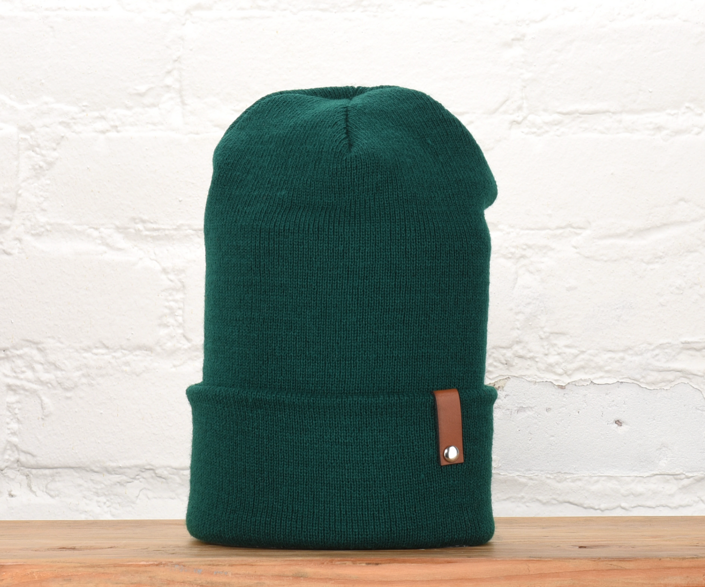 Custom Leather Tab Beanie