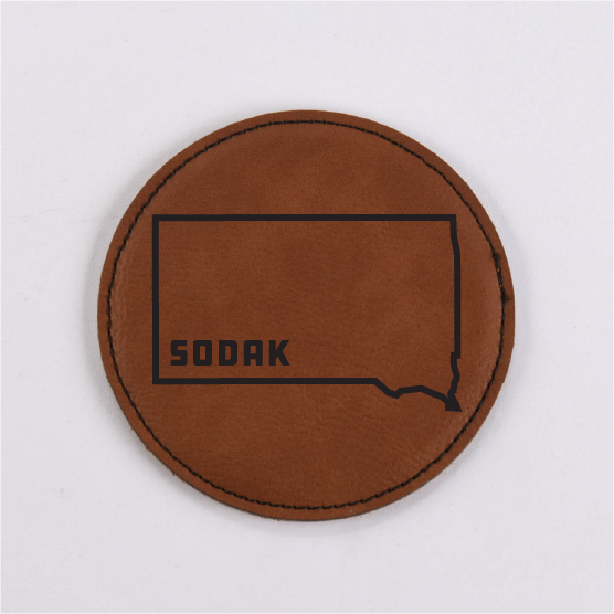 South Dakota PU Leather Coaster
