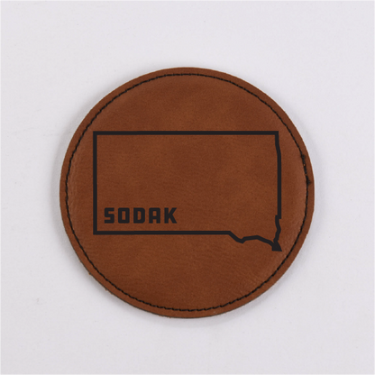 South Dakota PU Leather Coaster